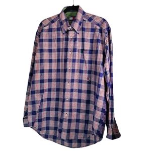Tommy Hilfiger Men's Long Sleeve Red Blue White Plaid Button Up Shirt Size Med